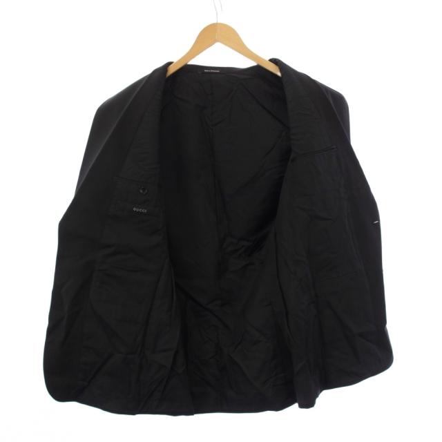 【中古】グッチ GUCCI シングルスーツ セットアップ 上下 テーラードジャケット パンツ ウール 46R 黒 ブラック 2B_3