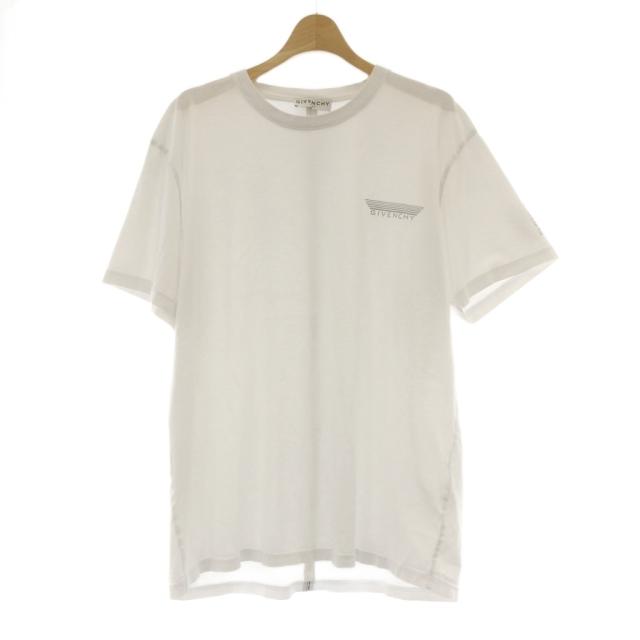 【中古】ジバンシィ GIVENCHY Tシャツ M 白 ホワイト 半袖 ロゴプリント ラウンドネック bm70wj3002 /AU