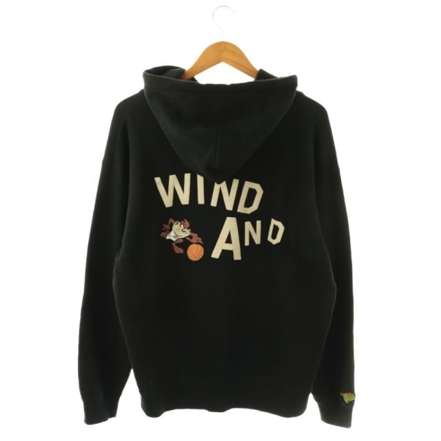 【中古】ウィンダンシー WIND AND SEA SPACE JAM パーカー プルオーバー フーディー L ブラック /DF ■GY01 メンズ_1