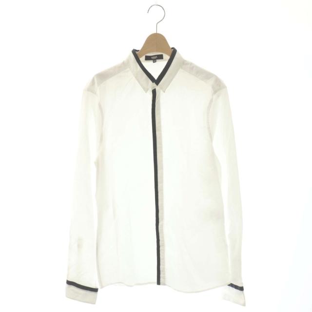 【中古】ヴェルサーチ VERSACE ヴェルサス VERSUS シャツ 長袖 パイピング 50 白 黒 ホワイト ブラック