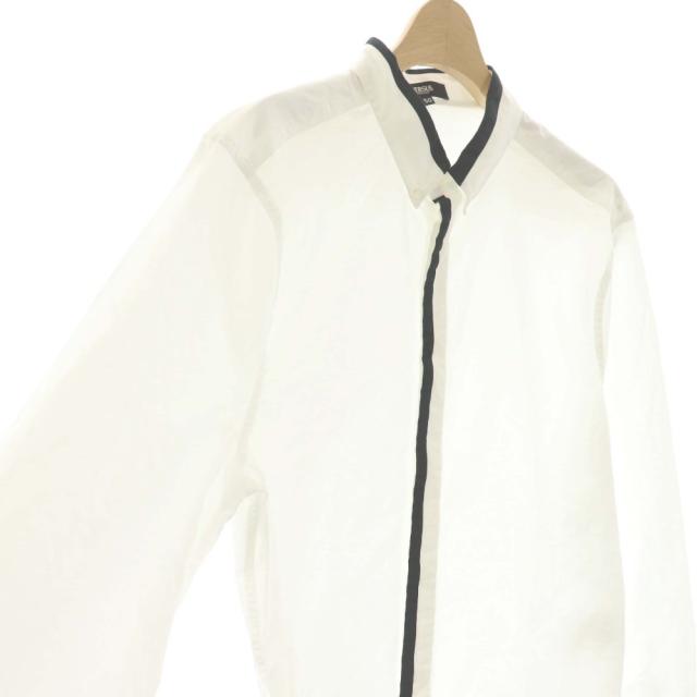 【中古】ヴェルサーチ VERSACE ヴェルサス VERSUS シャツ 長袖 パイピング 50 白 黒 ホワイト ブラック_2