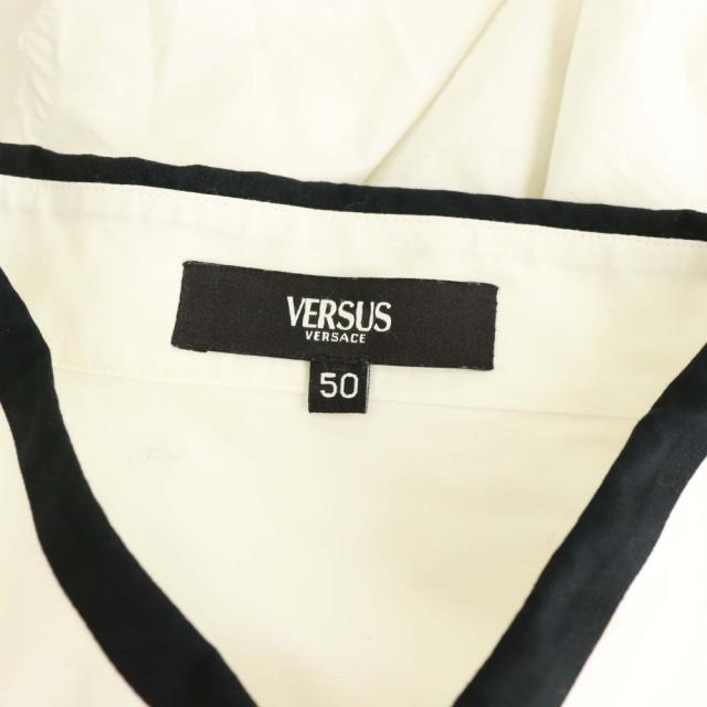 【中古】ヴェルサーチ VERSACE ヴェルサス VERSUS シャツ 長袖 パイピング 50 白 黒 ホワイト ブラック_4