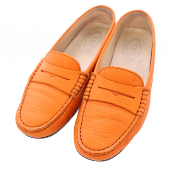 【中古】トッズ FOR RON HERMAN GOMMA MOCASSINO ドライビングシューズ ローファー 36 オレンジ ■GY99 レディース