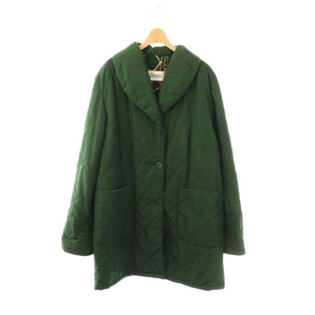 【中古】ヘルノ HERNO コート キルティング 総柄 グリーン イタリア製 /DO ■GY44 レディース
