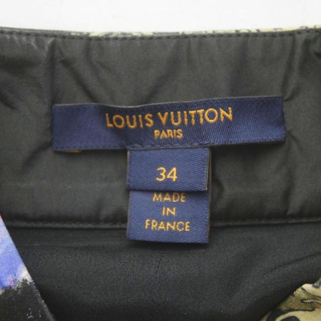 【中古】ルイヴィトン LOUIS VUITTON ワンピース ひざ丈 長袖 シルク 総柄 プリーツ 34 マルチカラー /MW_4
