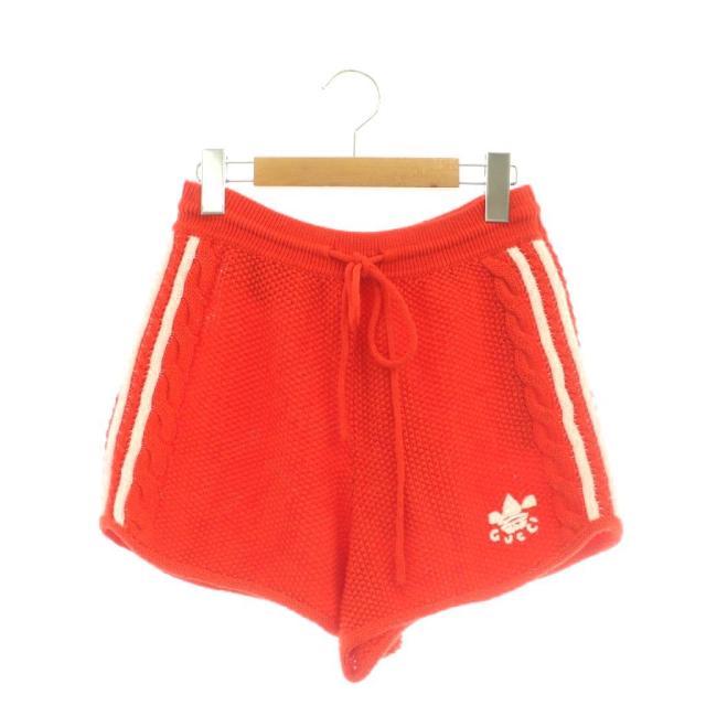 【中古】グッチ × アディダス ニット ショート パンツ ハーフパンツ トレフォイロゴ L オレンジ 693835
