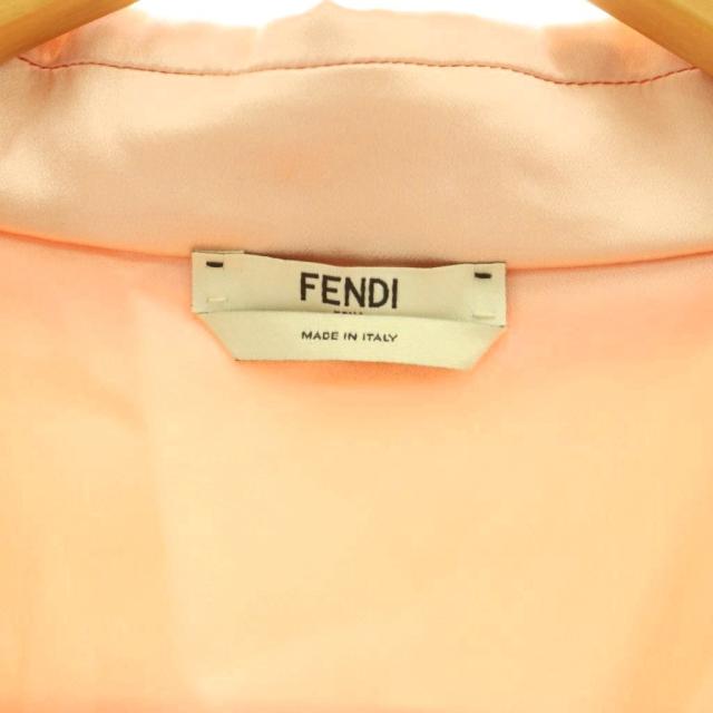 【中古】フェンディ FENDI fs7350 ブラウス ハーフスリーブ シルク オープンカラー 36 ベージュ_4
