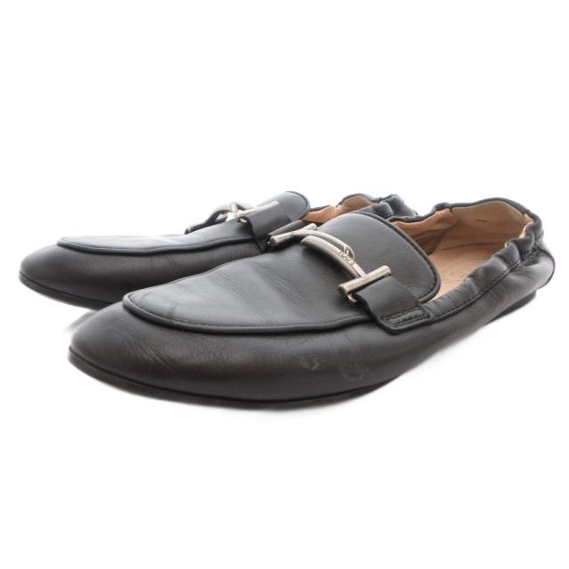 美品　トッズ　TOD'S　レザーローファー　スリッポン　革靴　T金具　35.5 中古】トッズ TOD'S ローファー スリッポン フラット レザー Tロゴ金具