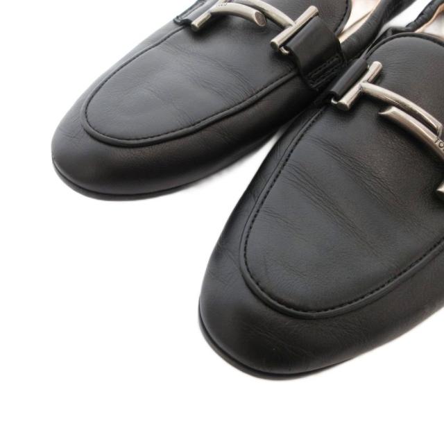 中古】トッズ TOD'S ローファー スリッポン フラット レザー Tロゴ金具