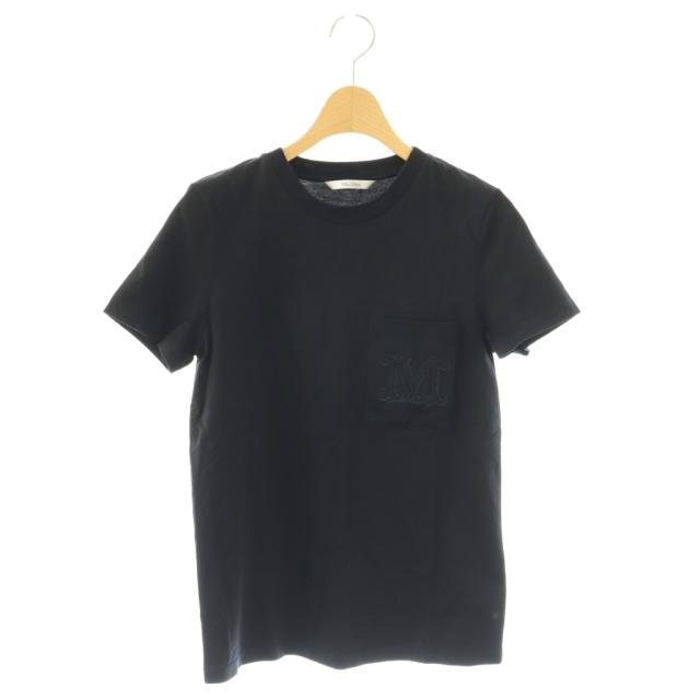 【中古】マックスマーラ MAX MARA 白タグ Tシャツ カットソー Mロゴ クルーネック ブラック 黒 /CX ■GY19 レディース