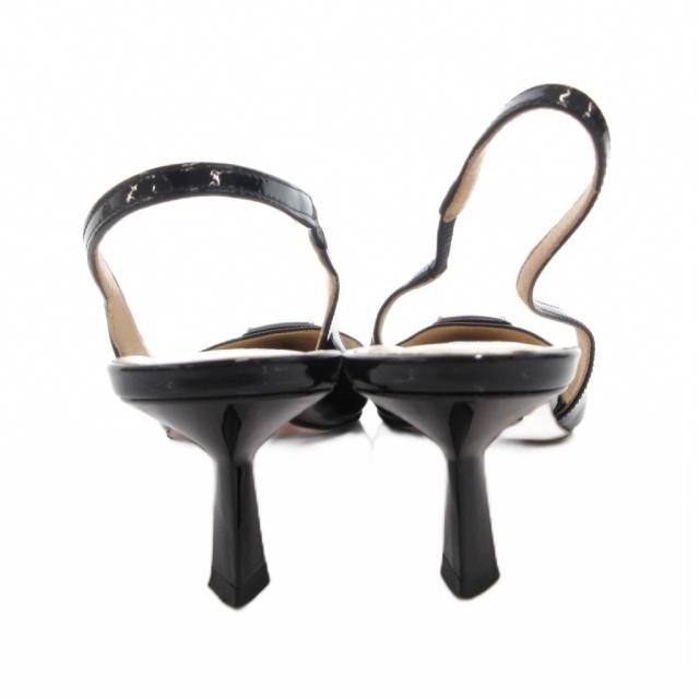 【中古】プラダ PRADA パンプス ミュール エナメル ポインテッドトゥ 三角プレート 35 黒 ブラック /FF ■GY19_4