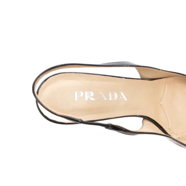 【中古】プラダ PRADA パンプス ミュール エナメル ポインテッドトゥ 三角プレート 35 黒 ブラック /FF ■GY19_6