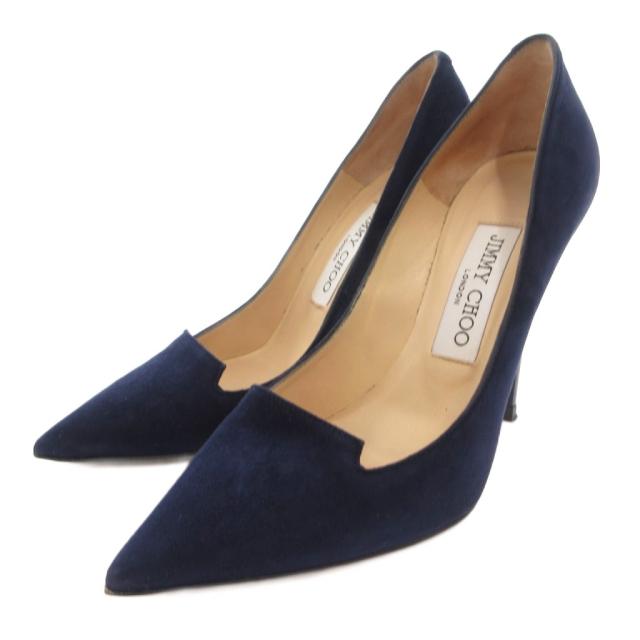【中古】ジミーチュウ JIMMY CHOO パンプス ポインテッドトゥ スエード ハイヒール 35 紺 ネイビー