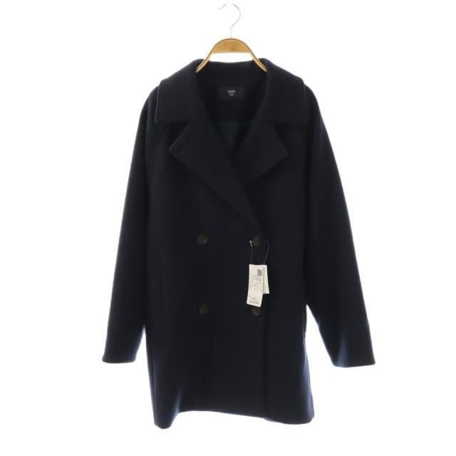 【中古】未使用品 シップス SHIPS 24AW ジャージーメルトンピーコート アウター ネイビー /DO ■GY19 レディース