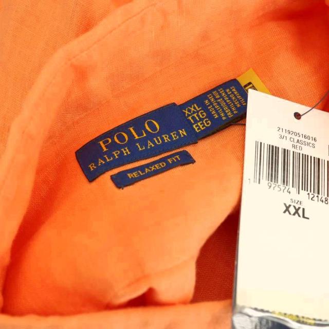 【中古】未使用品 ポロ バイ ラルフローレン RELAXED FIT シャツ 長袖 ロゴ刺繍 XXL オレンジ /DO ■GY19 メンズ_4