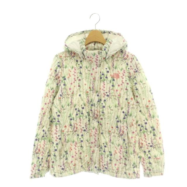 【中古】ザノースフェイス ホワイトレーベル 中綿ジャケット アウター 花柄 キッズ 90サイズ 白 マルチカラー