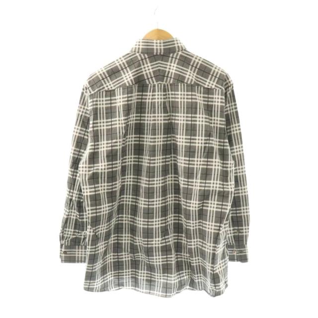 【中古】バーバリー ロンドン シャツ 長袖 チェック 大きいサイズ 2L グレー ブラック ホワイト /DO ■GY19_1