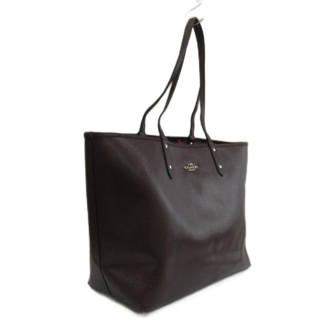 【中古】COACH トートバッグ 肩掛け PVC レザー リバーシブル 鳥 ハッピーバード 総柄 ロゴ シルバー金具 ボルドー_2