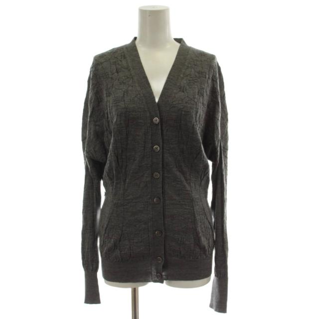 【中古】ルイヴィトン LOUIS VUITTON カーディガン M グレー ウール 長袖 Vネック RW082AWNKC19MOK /GG ■GY03
