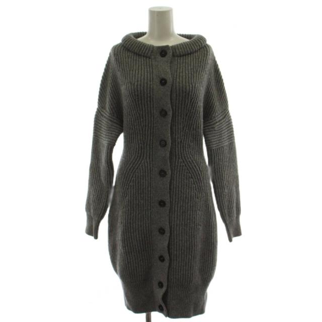 【中古】アレキサンダーマックイーン ALEXANDER MCQUEEN ニットワンピース M グレー 長袖 ひざ下丈 /GG ■GY03