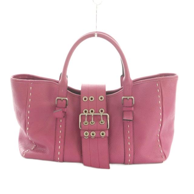 【中古】ADMJ アクセソワ Accessoires De Mademoiselle トートバッグ レザー バックル装飾 ピンク ■GY03 レディース