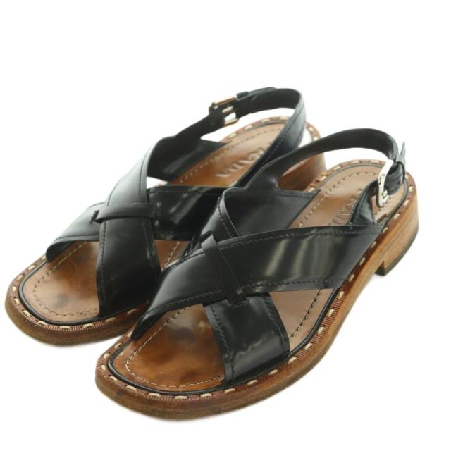 【中古】プラダ PRADA サンダル ストラップ ステッチデザイン 36 23.0cm 黒 /MI ■GY03 レディース