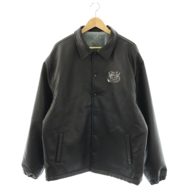 【中古】ローラーマガジン ROLLERMAGAZINE ROLLER FAKE LEATHER COACH JACKET コーチジャケット レザー L 黒 /DO