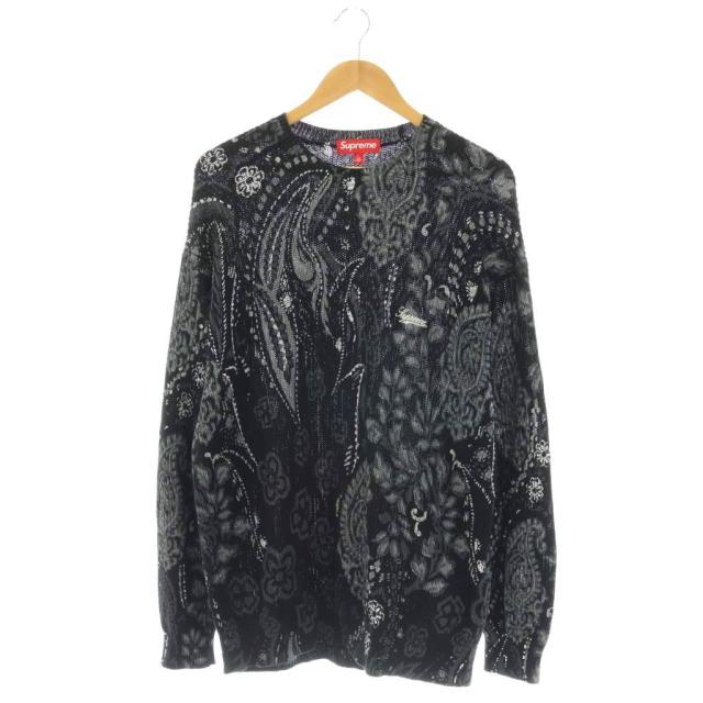 【中古】シュプリーム SUPREME 24SS Printed paisley sweater ニット セーター 長袖 L ブラック /DF ■GY12 メンズ