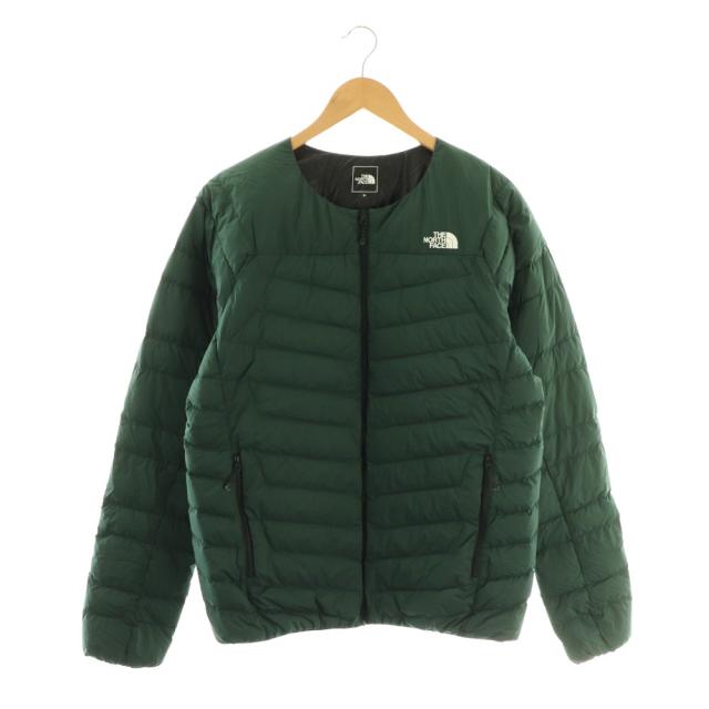 【中古】ザノースフェイス サンダーラウンドネックジャケット ダウン ロゴ XL グリーン NY32013 /DO メンズ