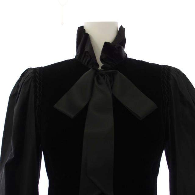 【中古】キミジマ KIMIJIMA ブティック BOUTIQUE ワンピース 長袖 ロング リボン フリル 9 ブラック レディース_4