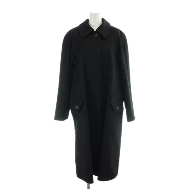 【中古】コロンボ COLOMBO コート M 黒 ブラック ステンカラー 長袖 フラップポケット /AP ■GY18