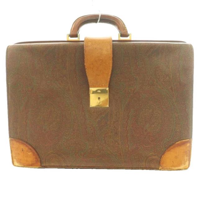 【中古】エトロ ETRO ビジネスバッグ ブリーフケース 書類カバン ペイズリー柄 茶 ブラウン /SS ■OS ■GY01 メンズ