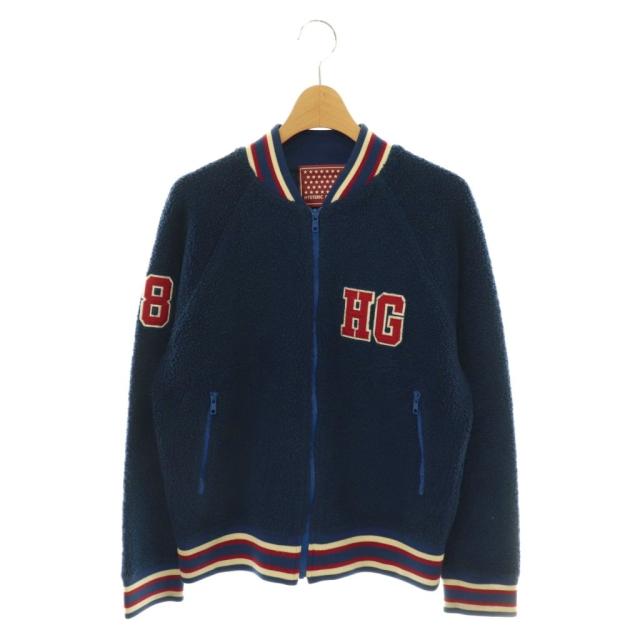 【中古】ヒステリックグラマー HYSTERIC GLAMOUR ボアジャケット ブルゾン ジップアップ ロゴ F 青 ブルー