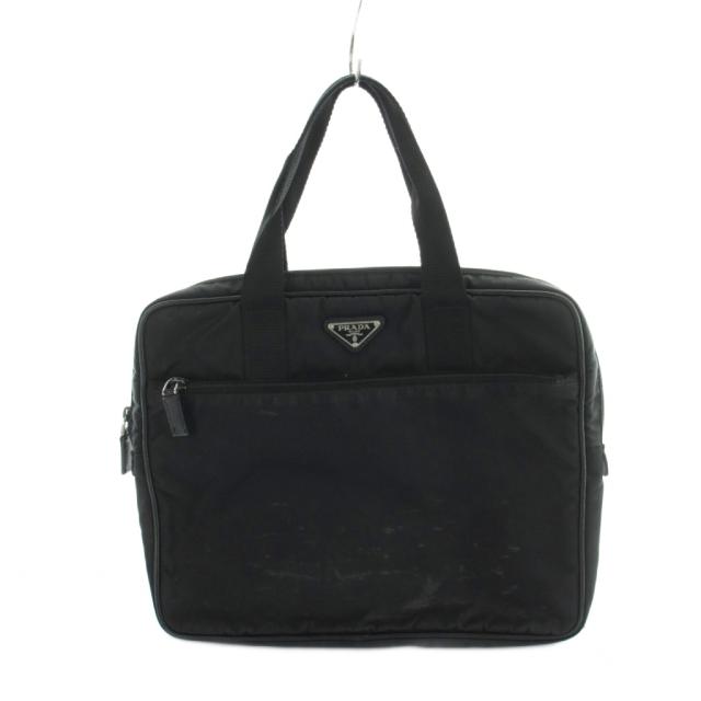 【中古】プラダ PRADA トートバッグ ハンドバック ナイロン ロゴタイプ 黒 黒いこと ■GY73 /MQ ■OH メンズ