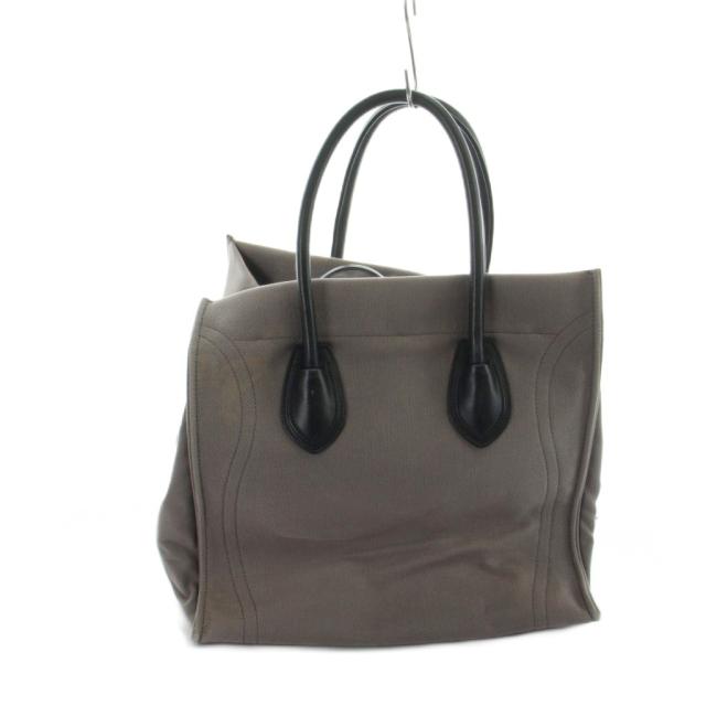 【中古】セリーヌ CELINE ラゲージファントムトートバッグ ハンド ロゴ キャンバス レザー F-LA-1186 グレー ■GY20_1
