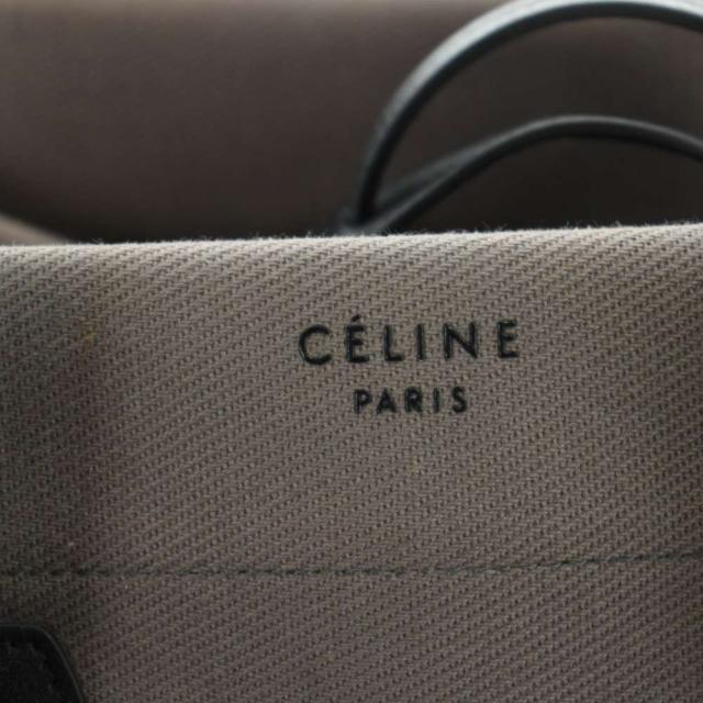 【中古】セリーヌ CELINE ラゲージファントムトートバッグ ハンド ロゴ キャンバス レザー F-LA-1186 グレー ■GY20_6