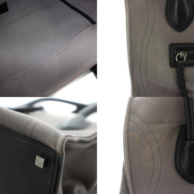 【中古】セリーヌ CELINE ラゲージファントムトートバッグ ハンド ロゴ キャンバス レザー F-LA-1186 グレー ■GY20_7