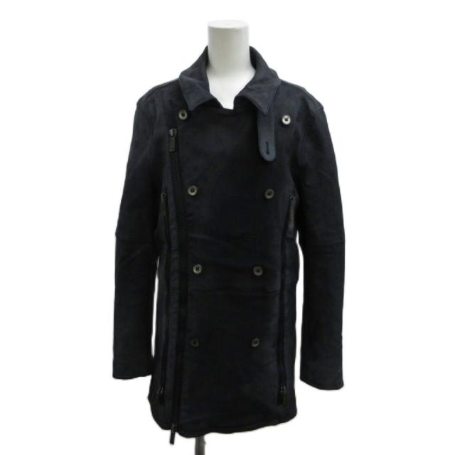 【中古】エンポリオアルマーニ EMPORIO ARMANI eteropolitan line ライダース コート 46 黒 ブラック 長袖