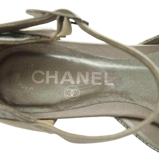 【中古】シャネル CHANEL パンプス ラウンドトゥ ストラップ 36.5 23.5cm グレー /MI ■GY19 レディース_6