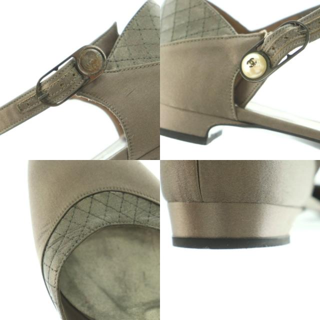 【中古】シャネル CHANEL パンプス ラウンドトゥ ストラップ 36.5 23.5cm グレー /MI ■GY19 レディース_7