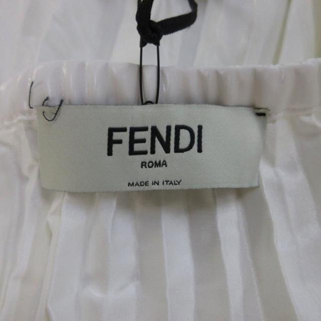 【中古】未使用品 フェンディ FENDI タグ付き 2019年製 スカート 42 白 ホワイト プリーツ ロング丈 ウエストゴム_2