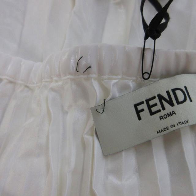 【中古】未使用品 フェンディ FENDI タグ付き 2019年製 スカート 42 白 ホワイト プリーツ ロング丈 ウエストゴム_5