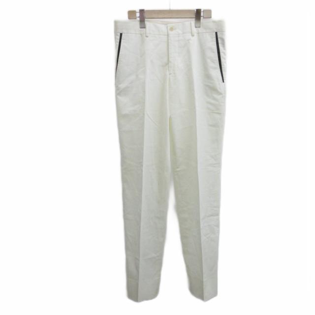 【中古】エルメス HERMES パンツ スラックス 40 白 ホワイト ラムレザー 無地 長ズボン ポケット切替 フルレングス