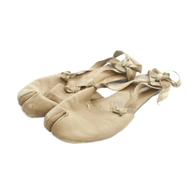 【中古】メゾンマルジェラ 22 Maison Margiela 22 S39WP0131 サンダル フラット 足袋 ロゴ レザー 茶 ブラウン