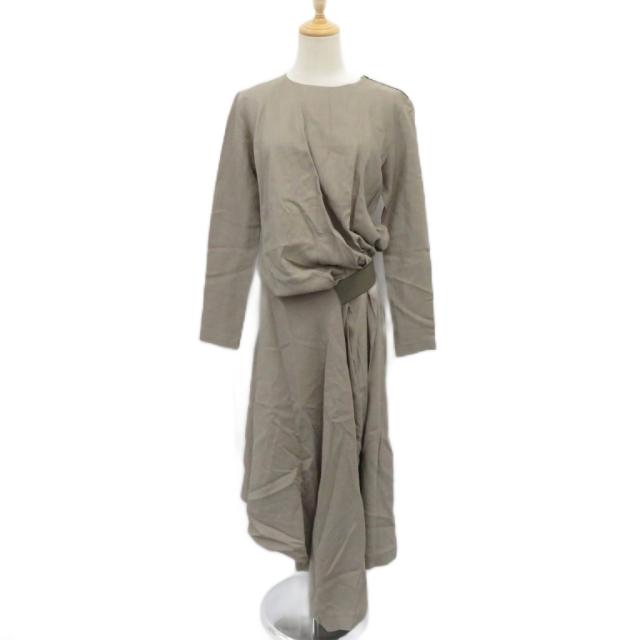 【中古】ディウカ divka 衣装 マキシ丈 ロング丈 長袖 麻 リネン混 うつり変わり ベージュ /SM8 ■GY19 レディース
