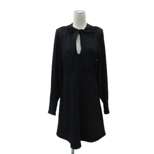 【中古】シーバイクロエ SEE BY CHLOE ワンピース ミニ丈 36 黒 ブラック ボウタイ 長袖 /SM4 ■GY19 レディース