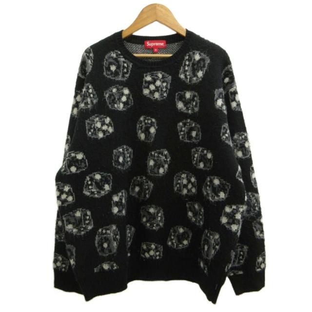 【中古】シュプリーム SUPREME 22FW Dice Sweater ダイスセーター ニット M 黒 ブラック サイコロ柄 クルーネック