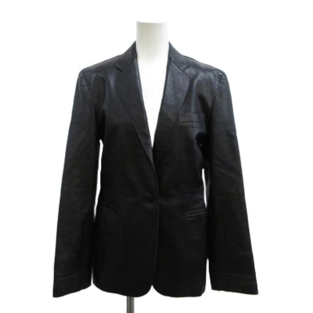 【中古】エンポリオアルマーニ EMPORIO ARMANI ラムレザー ジャケット シングルブレスト 上着 本革 38 黒 ブラック