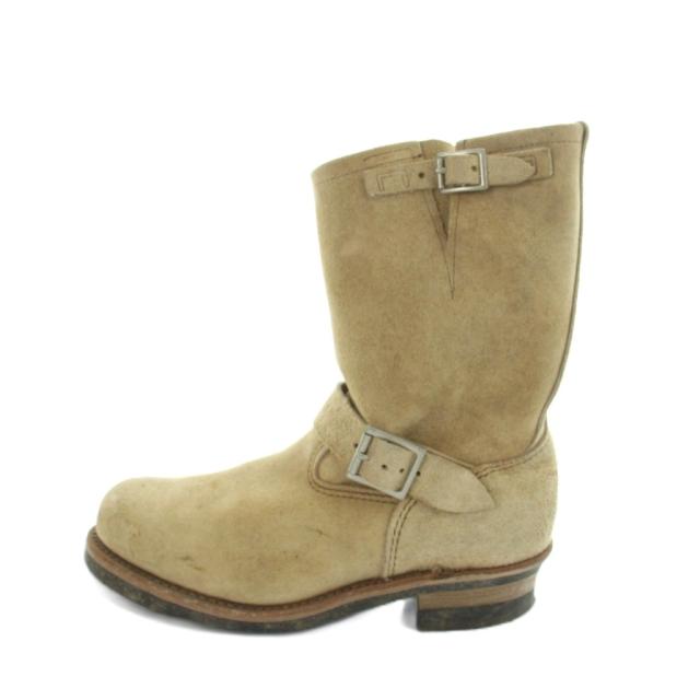 【中古】レッドウィング REDWING 8268 USA製 エンジニアブーツ ショート スエード レザー US8.5 26.5cm ベージュ