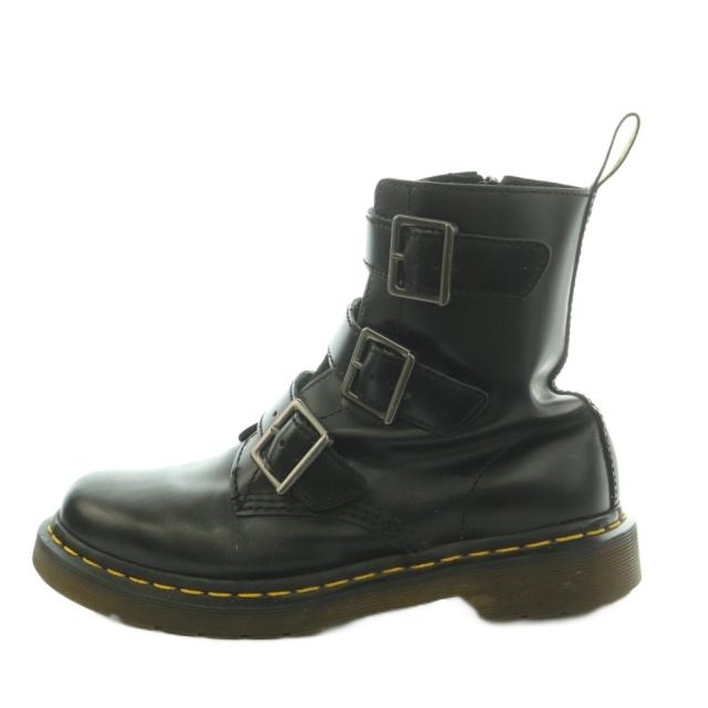 【中古】ドクターマーチン DR.MARTENS サイドジップブーツ ショートブーツ ベルト US6 UK4 23.0cm 黒 レディース